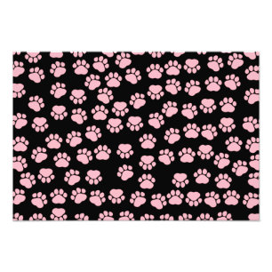Dog Paws, Traces, Paw-prints - Pink Black Photo Print