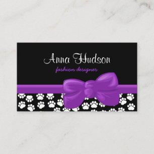 Dog Paws, Traces, Paw-prints - White Black Business Card