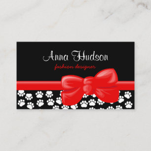 Dog Paws, Traces, Paw-prints - White Black Business Card