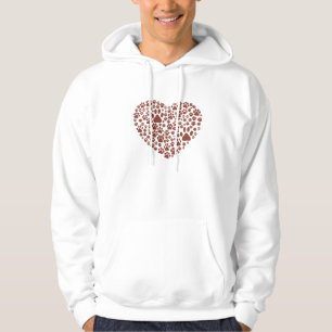 Dog Paws, Trails, Paw-prints, Heart - Brown Hoodie