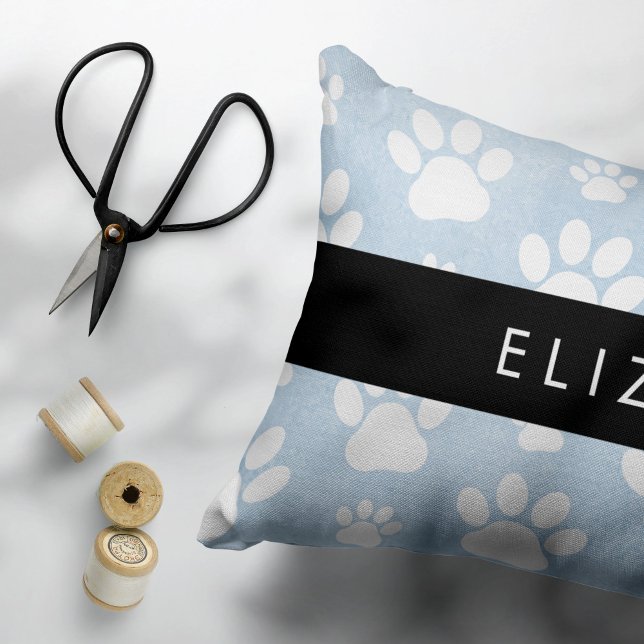 Dog Paws, White Paws, Blue Watercolors, Your Name Pillowcase (Creator Uploaded)