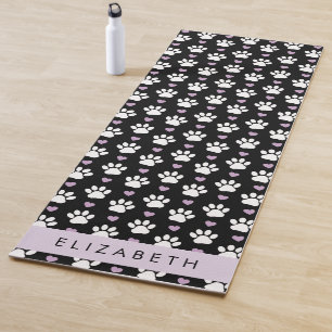Dog Paws, White Paws, Lilac Hearts, Your Name Yoga Mat