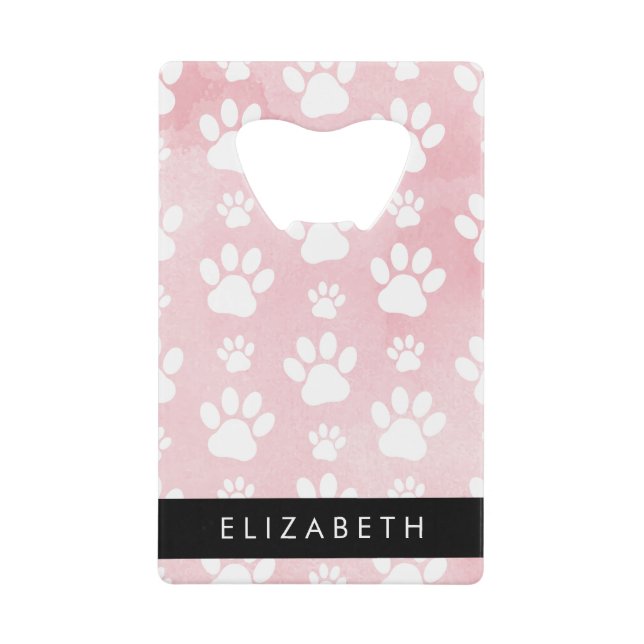 Dog Paws, White Paws, Pink Watercolors, Your Name (Front)