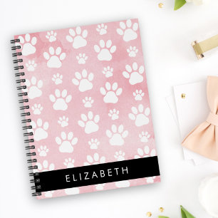 Dog Paws, White Paws, Pink Watercolors, Your Name Planner