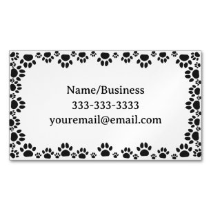 Dog Paws With Custom Name Magnetic Business Card