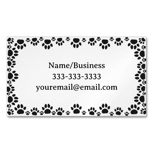 Dog Paws With Custom Name Magnetic Business Card (Front)