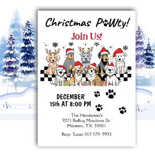 Dog Pawty Animals Christmas Party Invitation