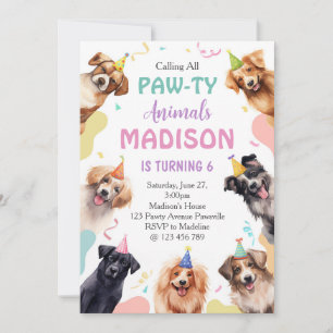 Dog Pawty Birthday  Invitation