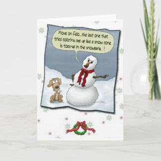 Dog Peeing on Snowman Threat Greeting Card