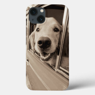 Dog Peeking Out a Car Window iPhone 13 Case