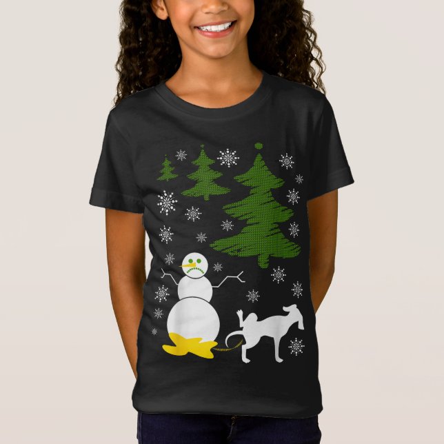 Dog Pees on Snowman Ugly XMas Sweater (Front)