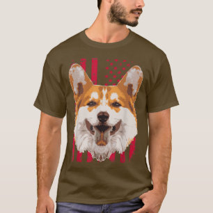 Dog Pembroke Welsh Corgi with US American Flag T-Shirt