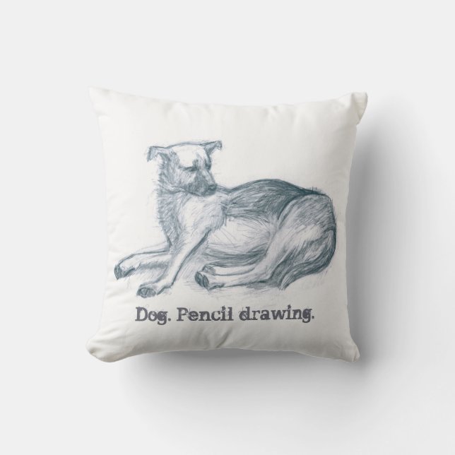 Dog. Pencil drawing. Cushion (Front)