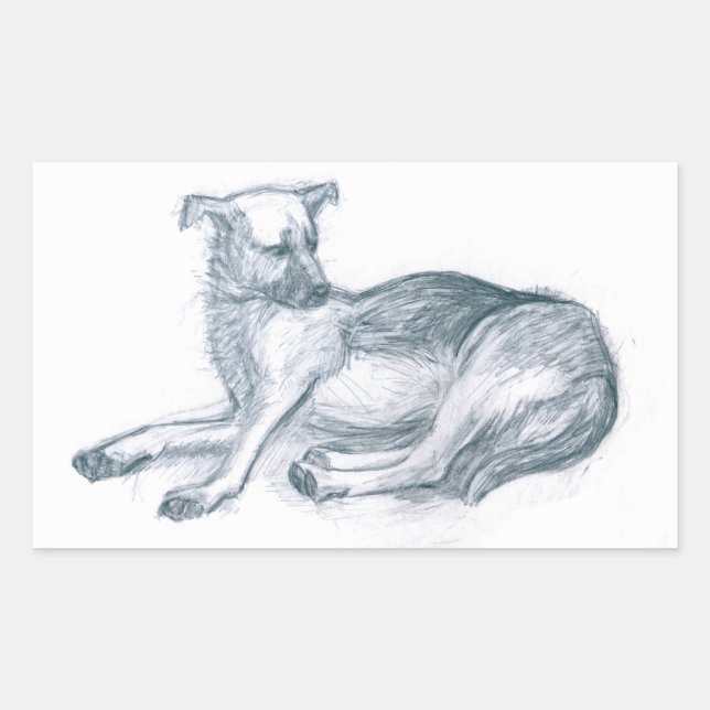 Dog. Pencil drawing. Rectangular Sticker (Front)