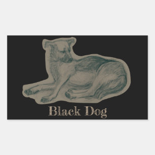 Dog. Pencil drawing. Rectangular Sticker