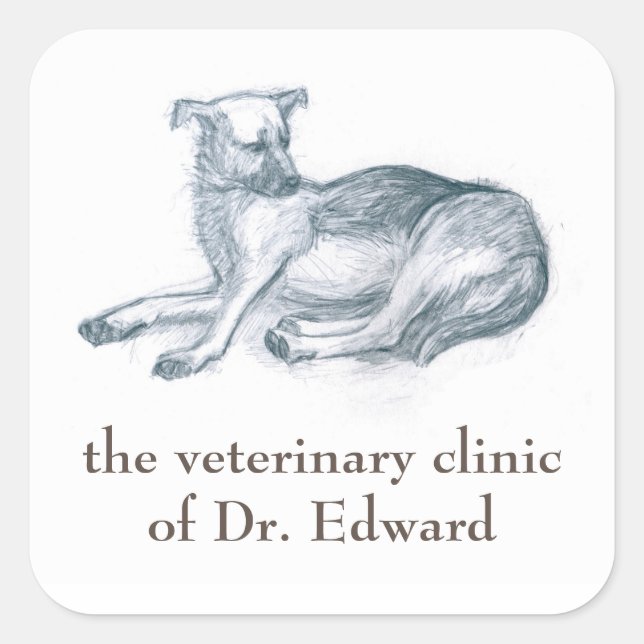 Dog. Pencil drawing. Square Sticker (Front)