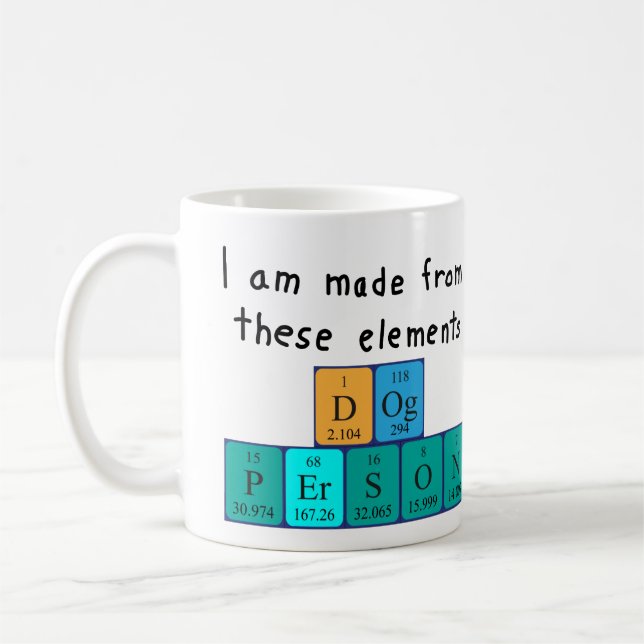Dog Person periodic table name mug (Left)