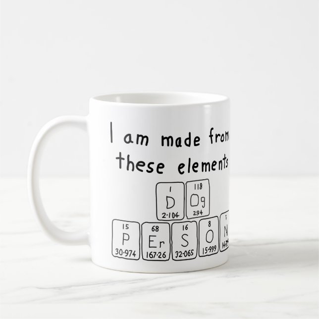 Dog Person periodic table name mug (Left)
