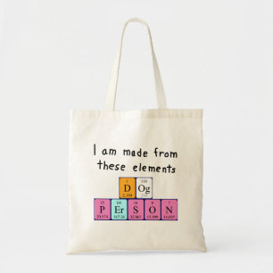 Dog Person periodic table name tote bag