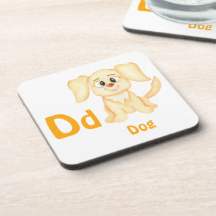 Dog personalise ABC: Letter D - Add Your Name Coaster