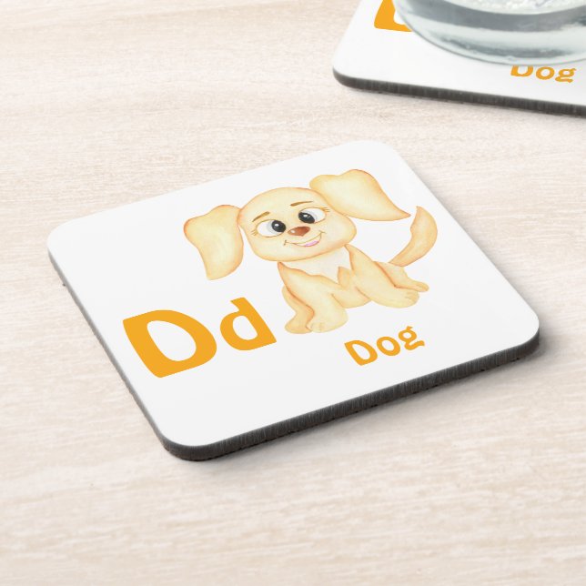 Dog personalise ABC: Letter D - Add Your Name Coaster (Left Side)