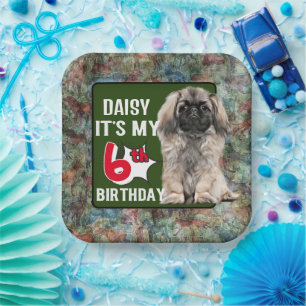 Dog Personalised 6th birthday party Paper Plates