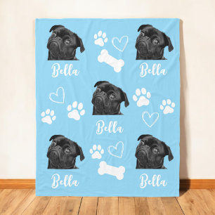 Dog Personalised Love Pet 5 Photo Collage Fleece Blanket