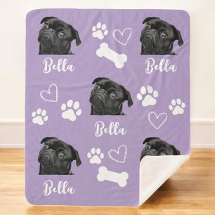 Dog Personalised Love Pet 5 Photo Collage Sherpa Blanket
