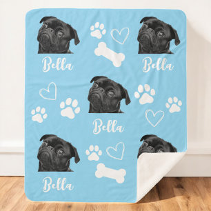 Dog Personalised Love Pet 5 Photo Collage Sherpa Blanket