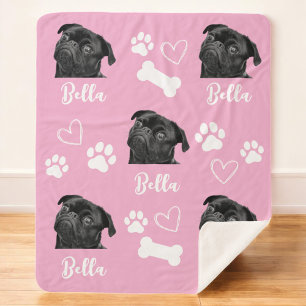 Dog Personalised Love Pet 5 Photo Collage Sherpa Blanket
