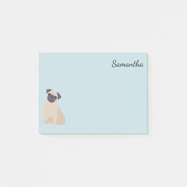 Dog Personalised Pug Fawn Cute Post-it Notes (Front)