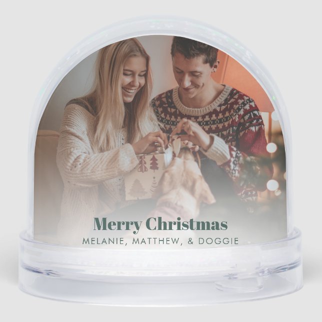 Dog Pet and Family Photos Merry Christmas Custom Snowglobe (Back)