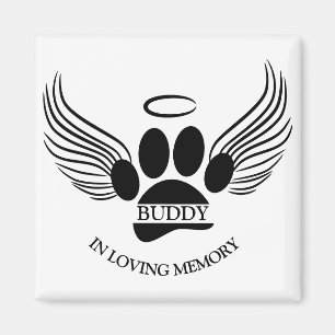 Dog Pet Angel Wings Memorial Custom Name Magnet