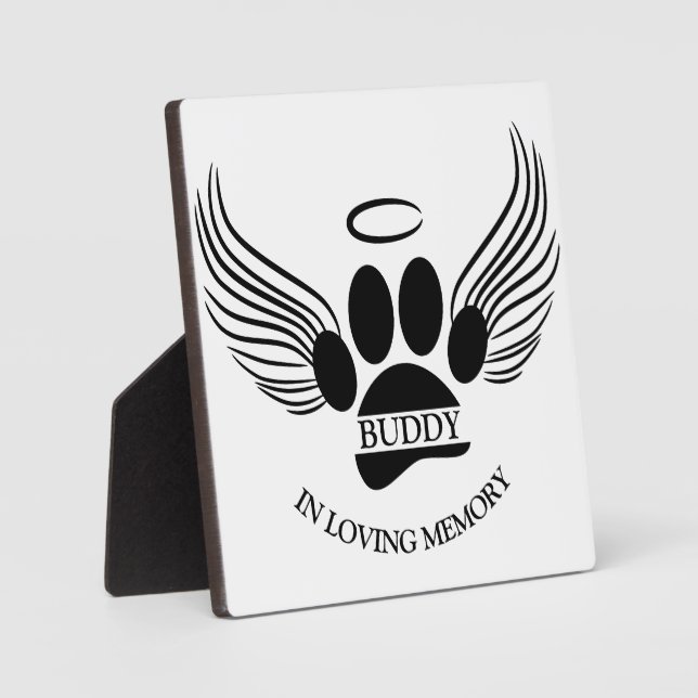 Dog Pet Angel Wings Memorial Custom Name Plaque (Front)