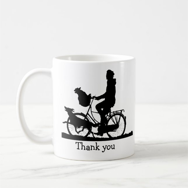 Dog Pet Animal Biking, Cycling, Bike Thanks Coffee Mug (Left)