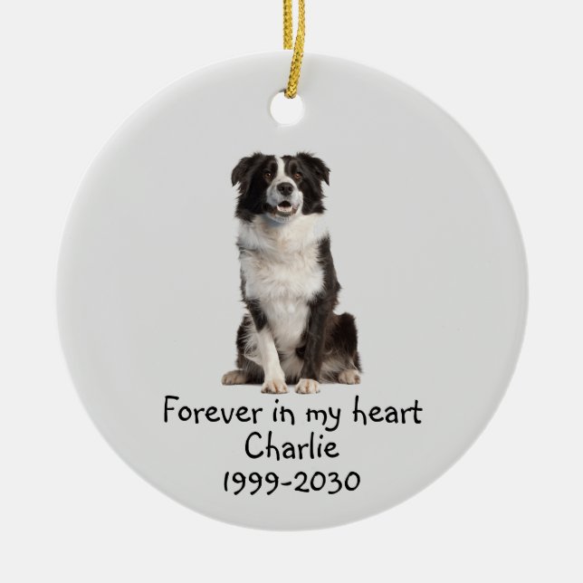 Dog Pet Animal Memorial Custom Photo  Ceramic Tree Decoration (Front)