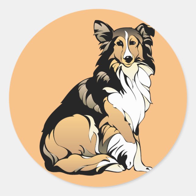 dog pet animal rough collie classic round sticker (Front)