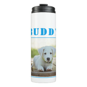 Dog Pet Blue Name and Photo Personalised Thermal Tumbler