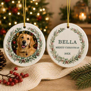 Dog Pet Christmas Personalised Photo Ceramic Tree Decoration