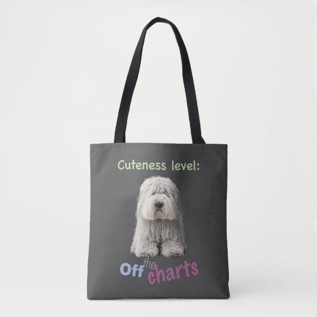 Dog Pet Cuteness Level Cute Adorable Funny Quote Tote Bag (Front)