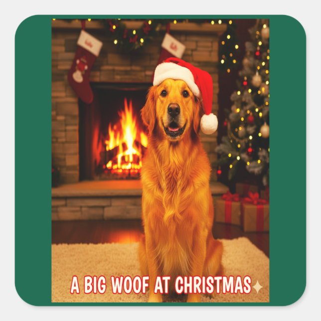 DOG PET DESIGN FOR CHRISTSMAS SQUARE STICKER (Front)