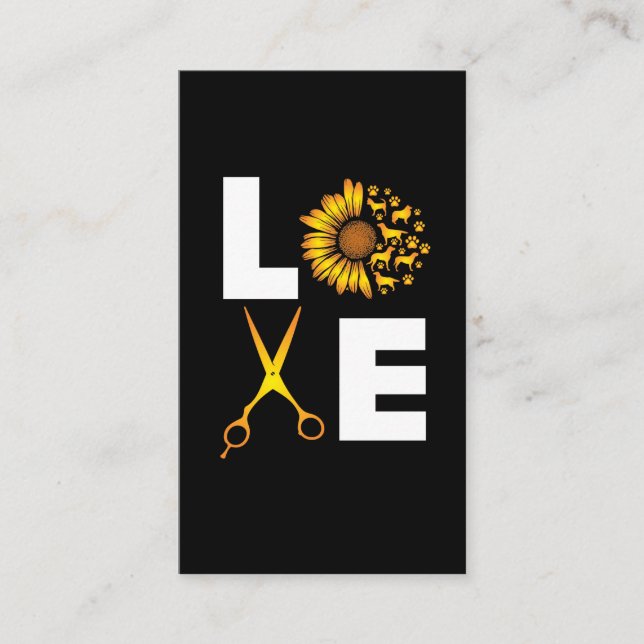 DOG Pet Grooming I Love My Sunflower Dog Gift Business Card (Front)