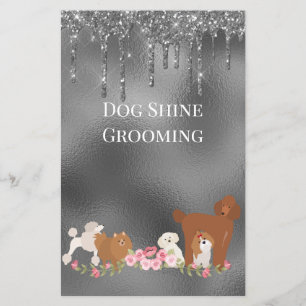 Dog Pet Grooming Sitting Business Glitter Flyer