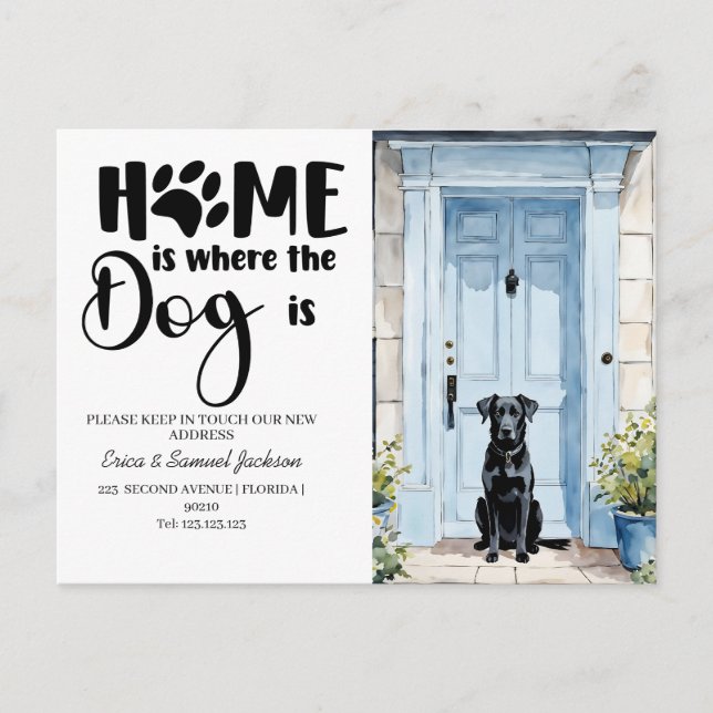 dog pet has moved! new address announcement  (Front)