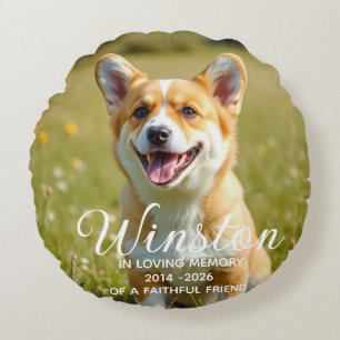 Dog Pet Loss Memorial Round Cushion
