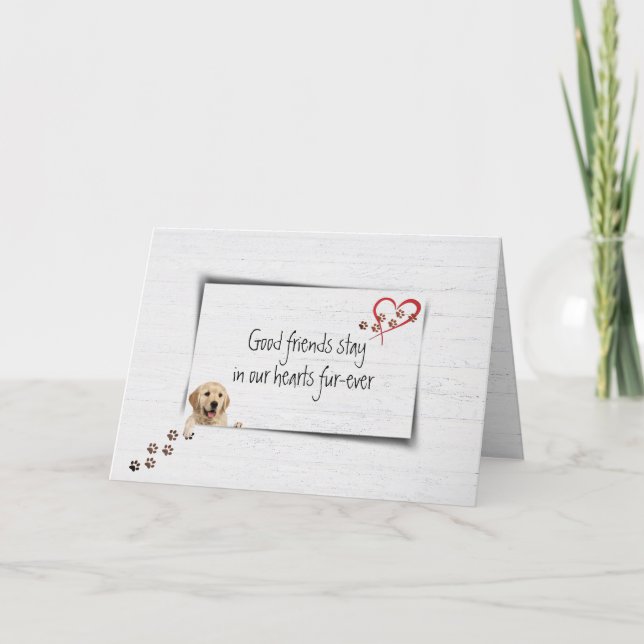 Dog Pet Loss Sympathy on Wood Card (Front)