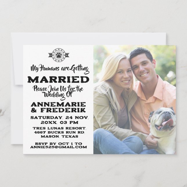 Dog pet Lover Wedding Invitation (Front)