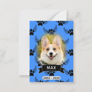 Dog Pet Memorial Custom Blue Card
