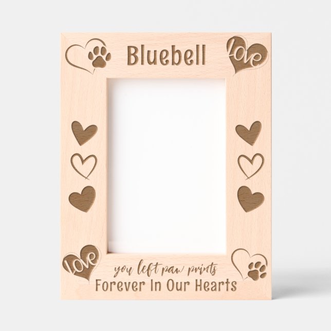 Dog Pet Memorial Forever In Our Hearts Etched Frames (Front)