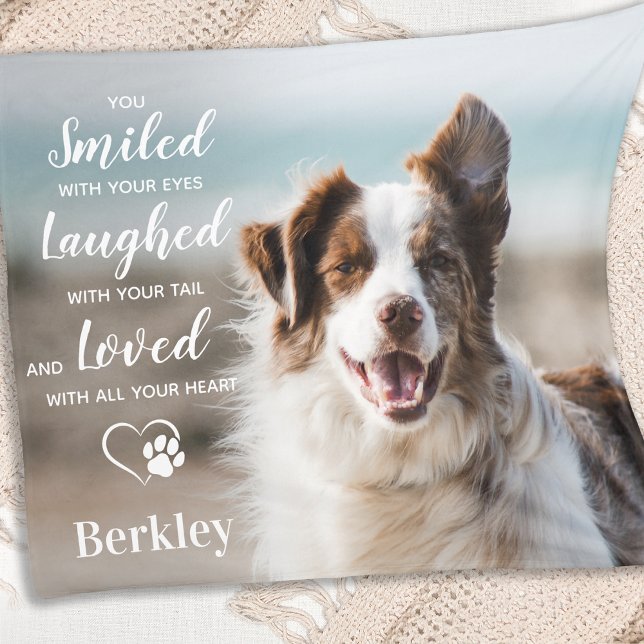 Dog Pet Memorial Personalised Photo Remembrance Fleece Blanket (Creator Uploaded)